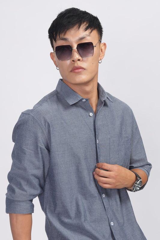 Uri Dark Grey Spread Collar Shirt