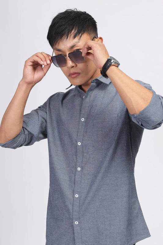 Uri Dark Grey Spread Collar Shirt