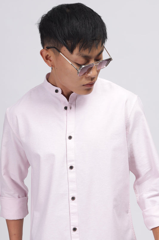 Uri Baby Pink Mandarin Collar Oxford Shirt