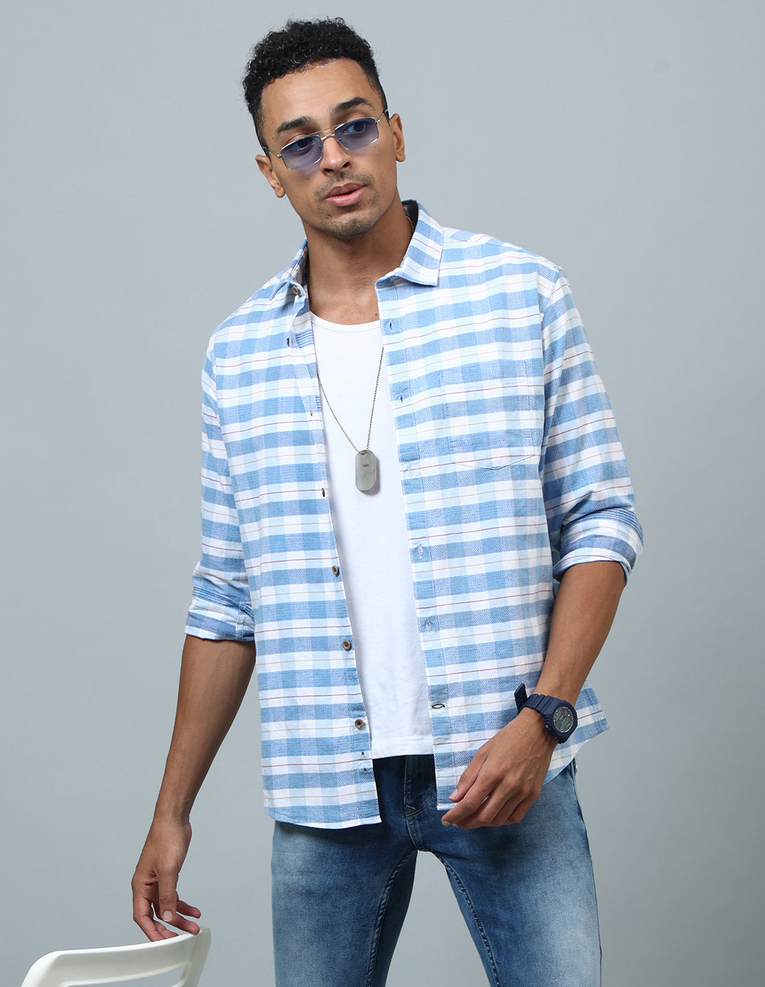 Men Multicolor Dobby Casual Shirt - Kashyap Global Lifestyles LLP