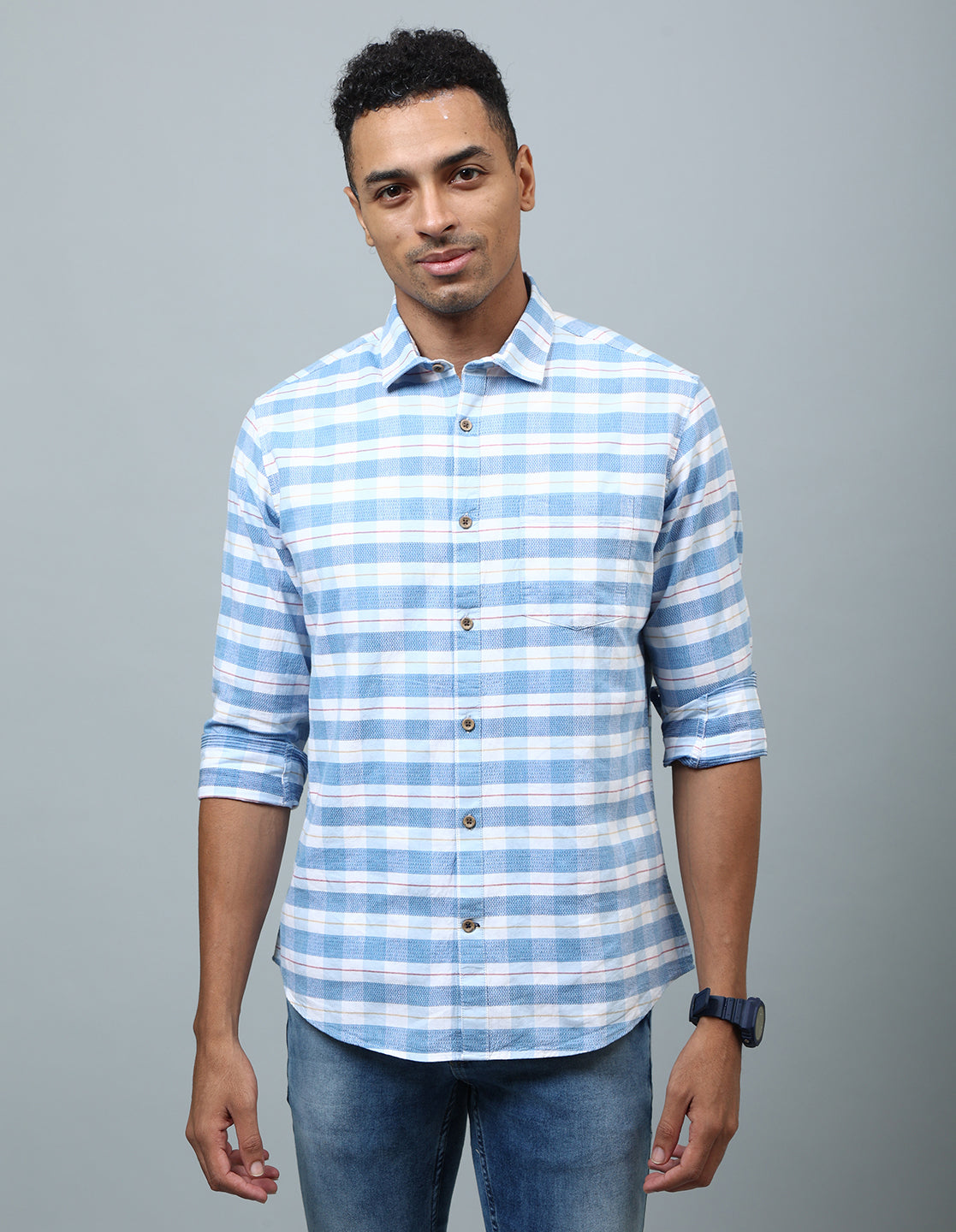 Men Multicolor Dobby Casual Shirt - Kashyap Global Lifestyles LLP