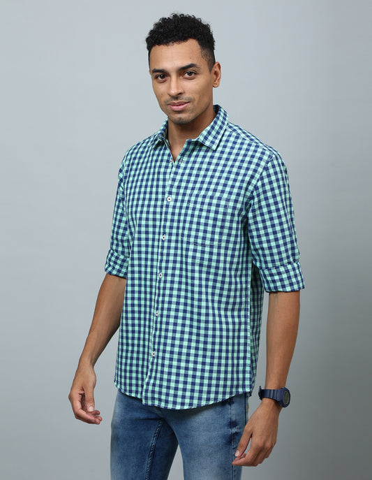 Men Green Regular Fit Casual Shirt - Kashyap Global Lifestyles LLP