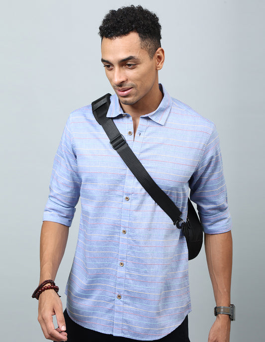 Men Light Blue Regular Fit Casual Shirt - Kashyap Global Lifestyles LLP