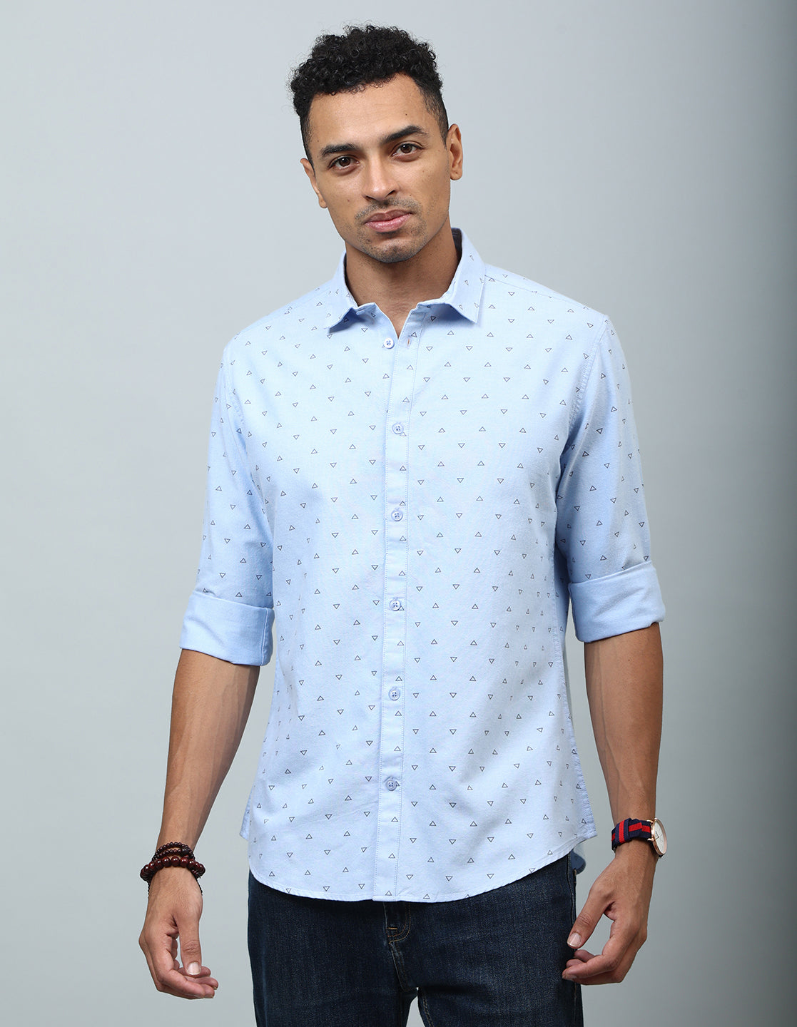 Men Blue Regular Fit Cotton Shirt - Kashyap Global Lifestyles LLP