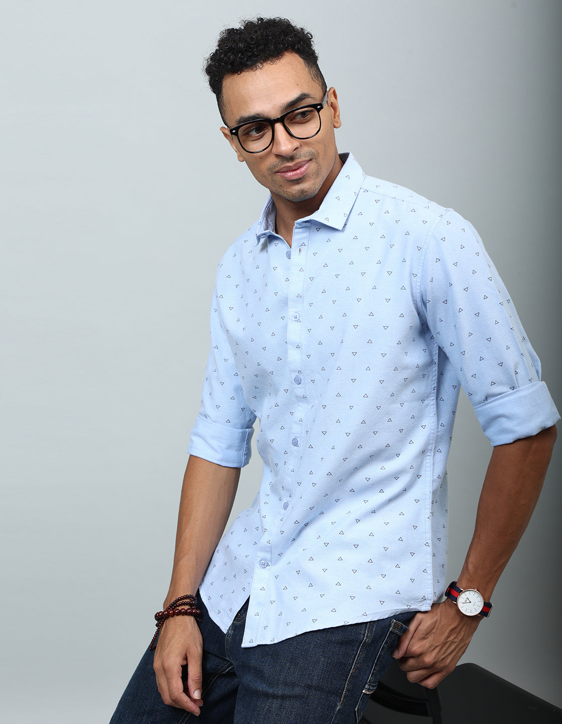 Men Blue Regular Fit Cotton Shirt - Kashyap Global Lifestyles LLP