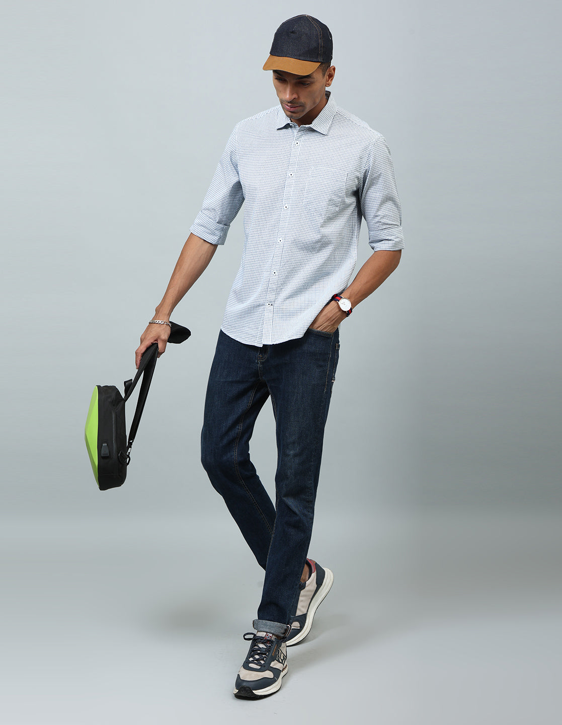 Men White Gingam Checked Casual Shirt - Kashyap Global Lifestyles LLP