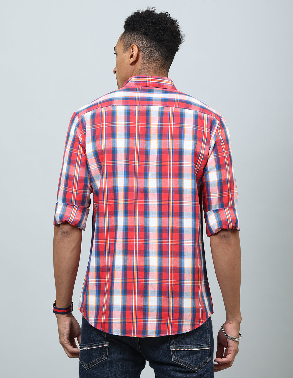 Men Red Checked Regular Fit Casual Shirt - Kashyap Global Lifestyles LLP