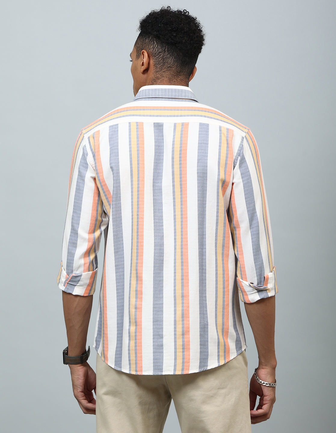 Men Multicolor Striped Cotton Shirt - Kashyap Global Lifestyles LLP