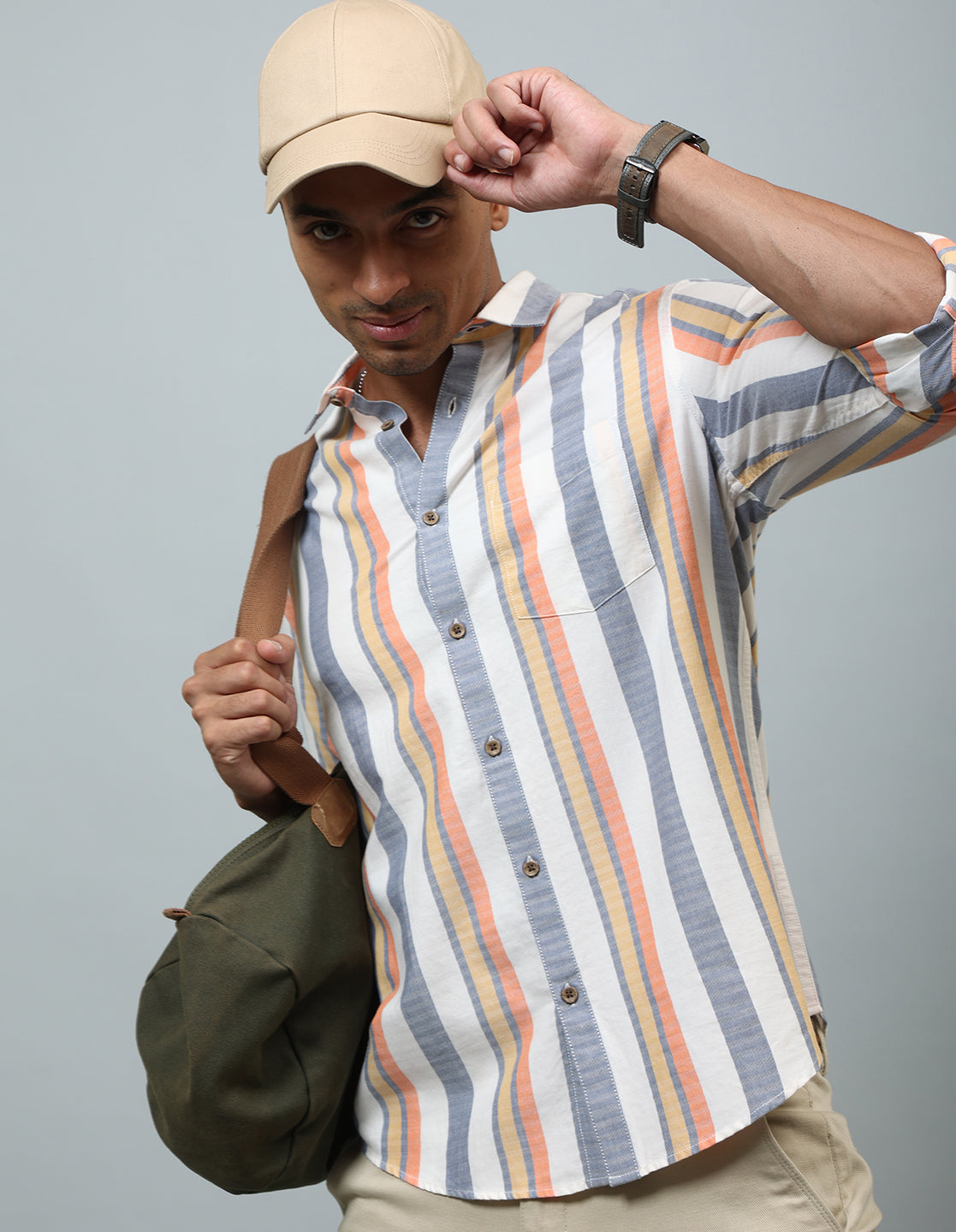 Men Multicolor Striped Cotton Shirt - Kashyap Global Lifestyles LLP