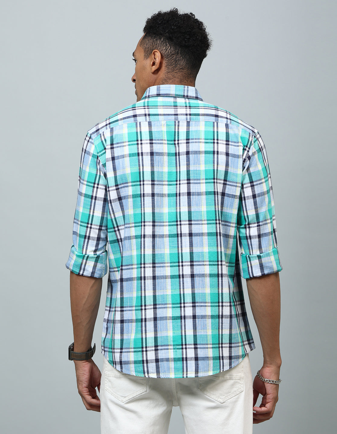 Men Green Checked Regular Fit Casual Shirt - Kashyap Global Lifestyles LLP