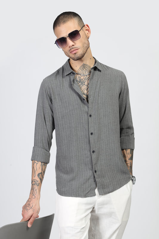 Uri Grey Stripe Full Sleeve Shirt