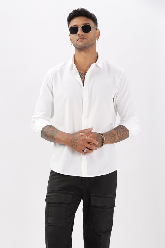 Uri Men White Dobby Textured Casual Shirt