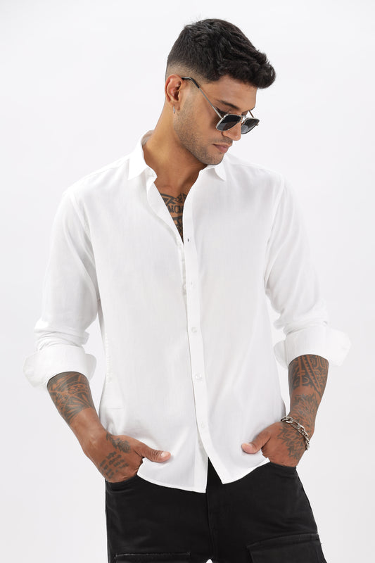 Uri Men White Dobby Textured Casual Shirt