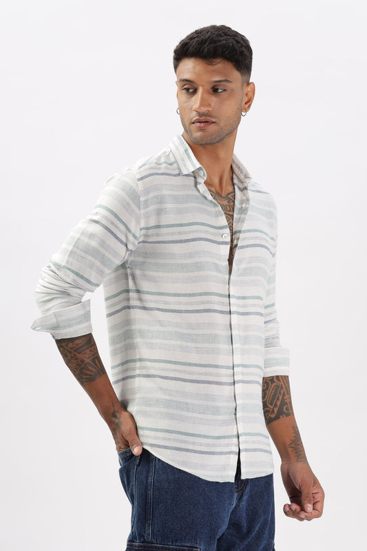 Uri Horizontal Stripe Linen Casual Shirt