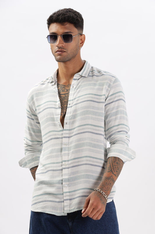 Uri Horizontal Stripe Linen Casual Shirt