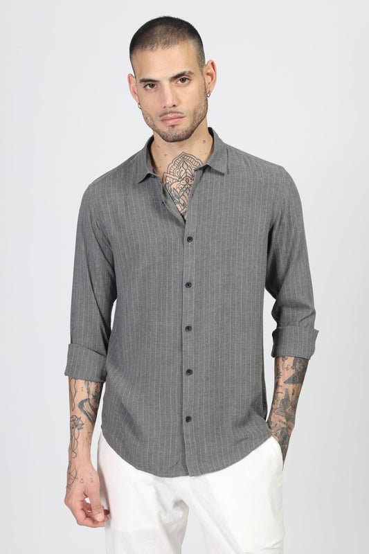 Uri Grey Stripe Full Sleeve Shirt
