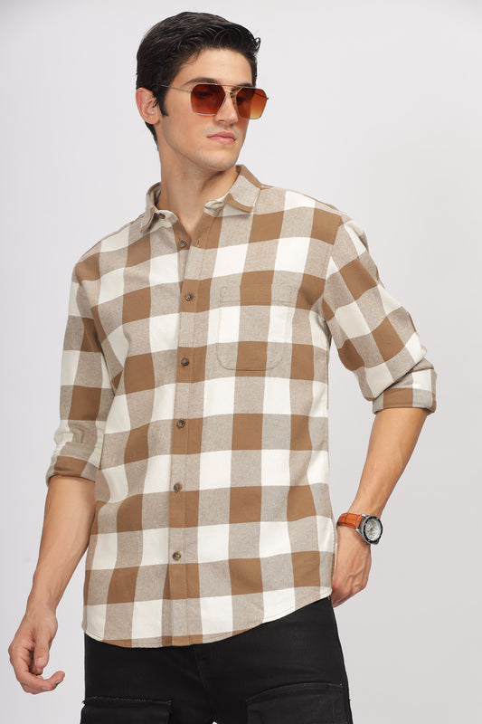 Uri Brown Checked Flannel Shirt