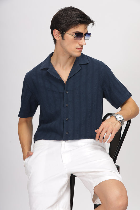 Uri Seersucker Striped Cotton Shirt - Kashyap Global Lifestyles LLP