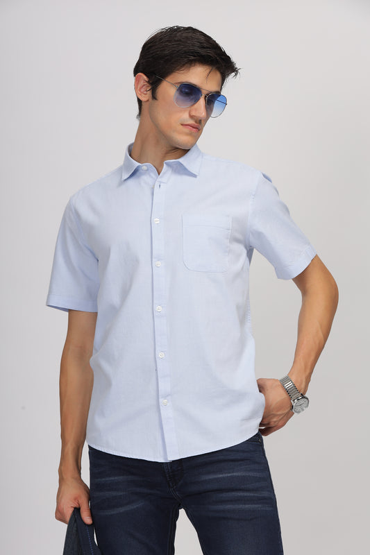 Uri Half Sleeve Sky Blue Oxford Shirt