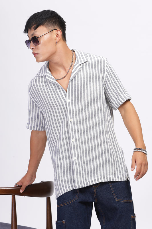 Uri Striped Matte Weave Resort Shirt - Kashyap Global Lifestyles LLP