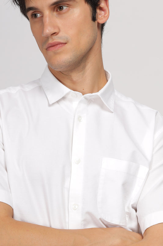 Uri Half Sleeve Classic White Oxford Shirt