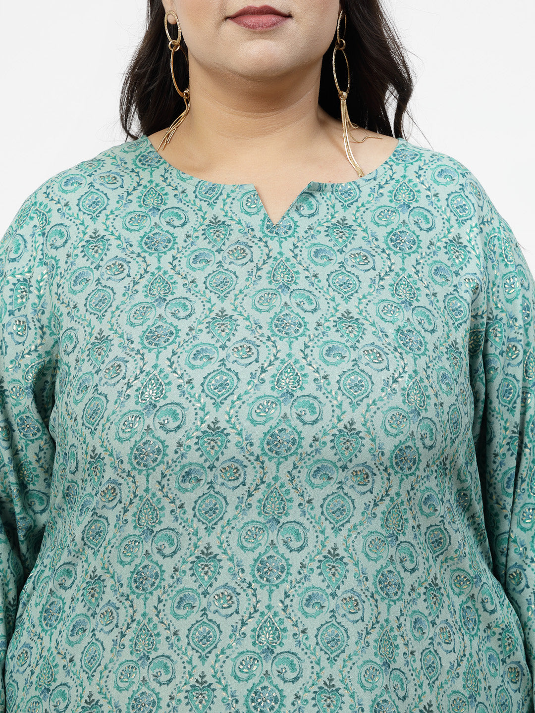 Women Plus Size Green Kurta With Lace - Kashyap Global Lifestyles LLP