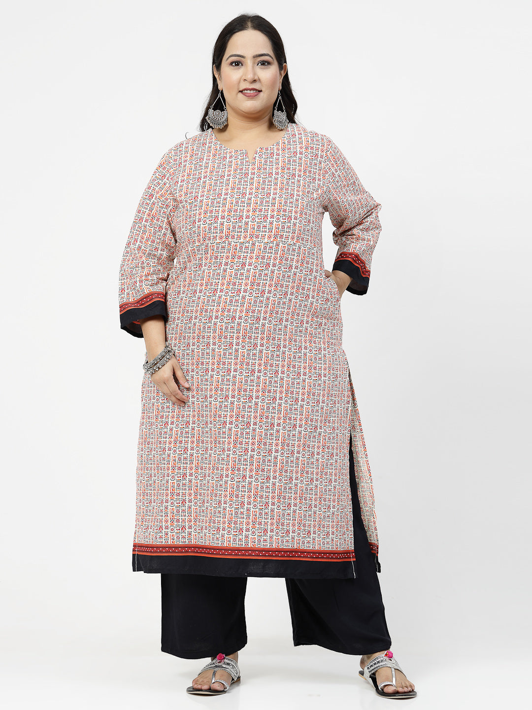 Women Plus Size Multicolor Printed Straight Kurta - Kashyap Global Lifestyles LLP