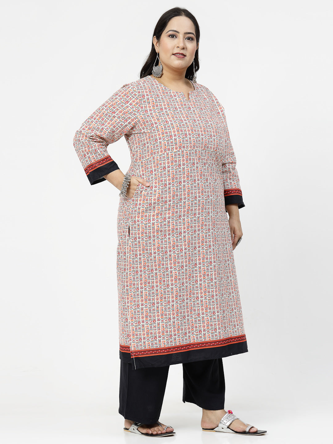 Women Plus Size Multicolor Printed Straight Kurta - Kashyap Global Lifestyles LLP