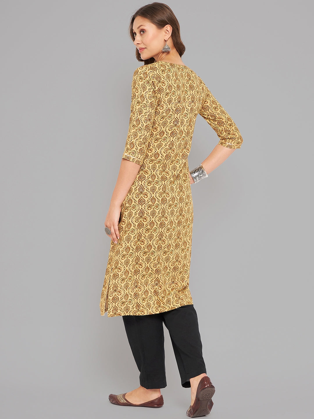 Women Mustard Kurta With Lace - Kashyap Global Lifestyles LLP