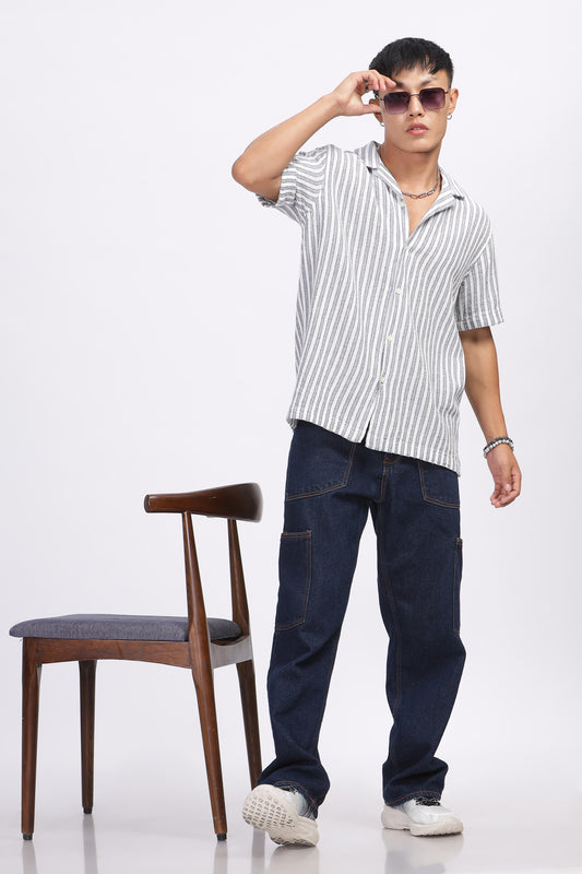 Uri Striped Matte Weave Resort Shirt - Kashyap Global Lifestyles LLP