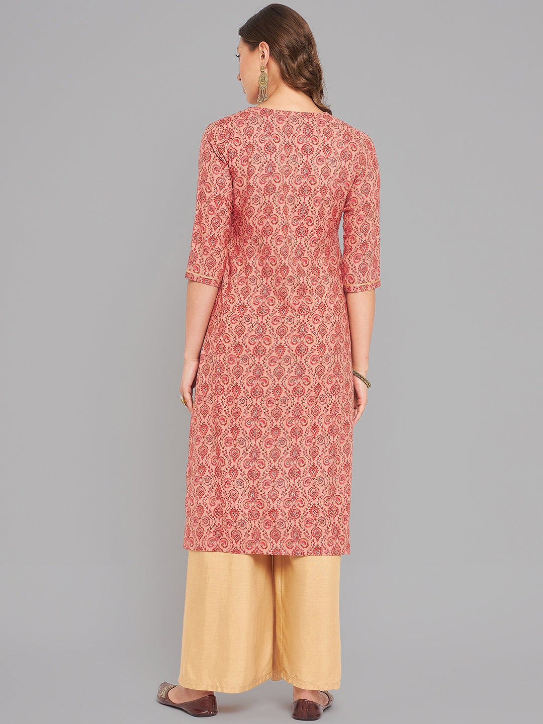 Women Pink Kurta With Lace - Kashyap Global Lifestyles LLP