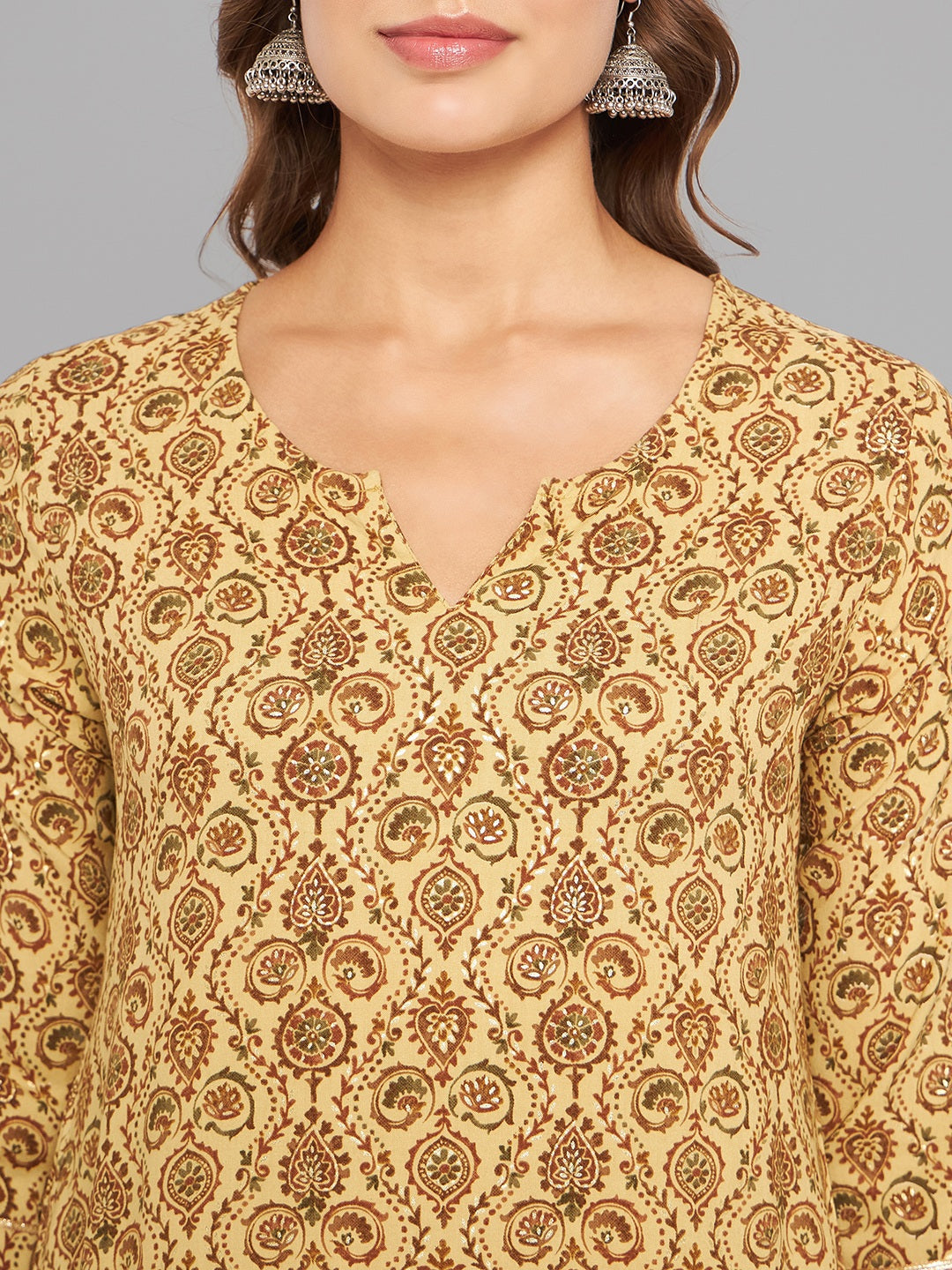 Women Mustard Kurta With Lace - Kashyap Global Lifestyles LLP