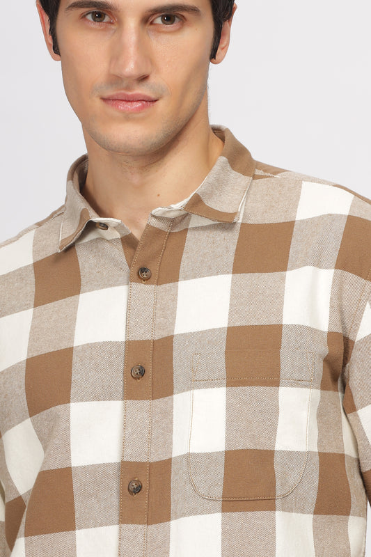 Uri Brown Checked Flannel Shirt