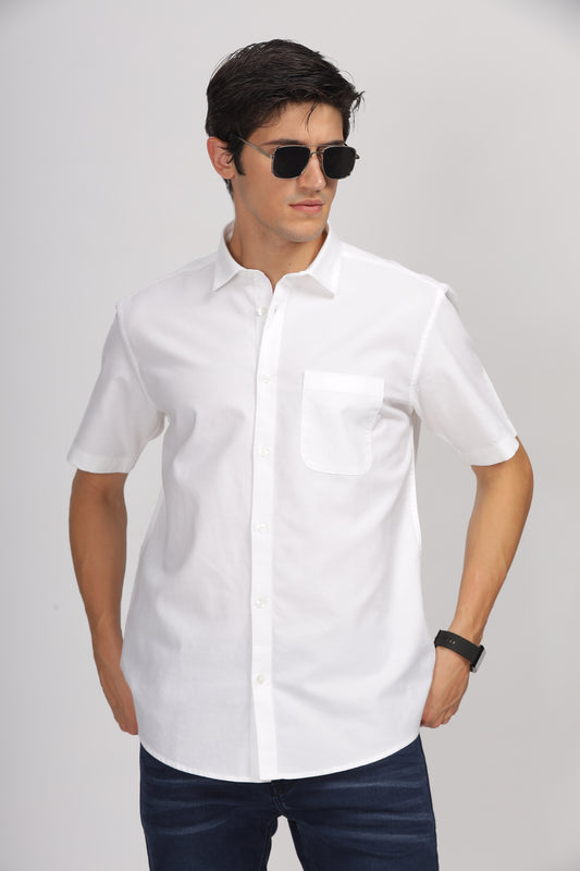 Uri Half Sleeve Classic White Oxford Shirt