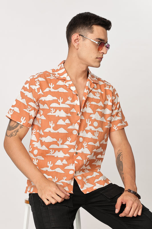 Uri Men Desertscape Cuban Collar Shirt