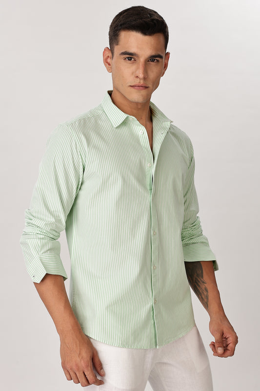 Uri Men Mint Pinstripe Cotton Shirt