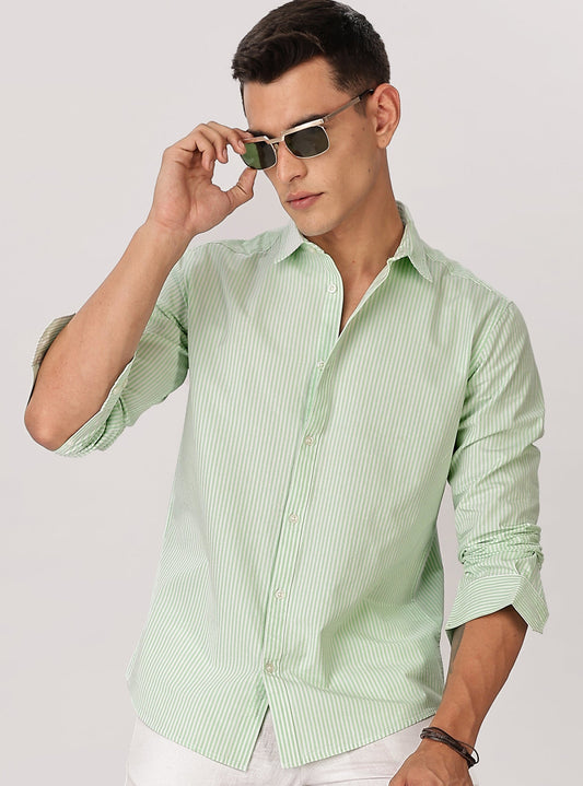 Uri Men Mint Pinstripe Cotton Shirt