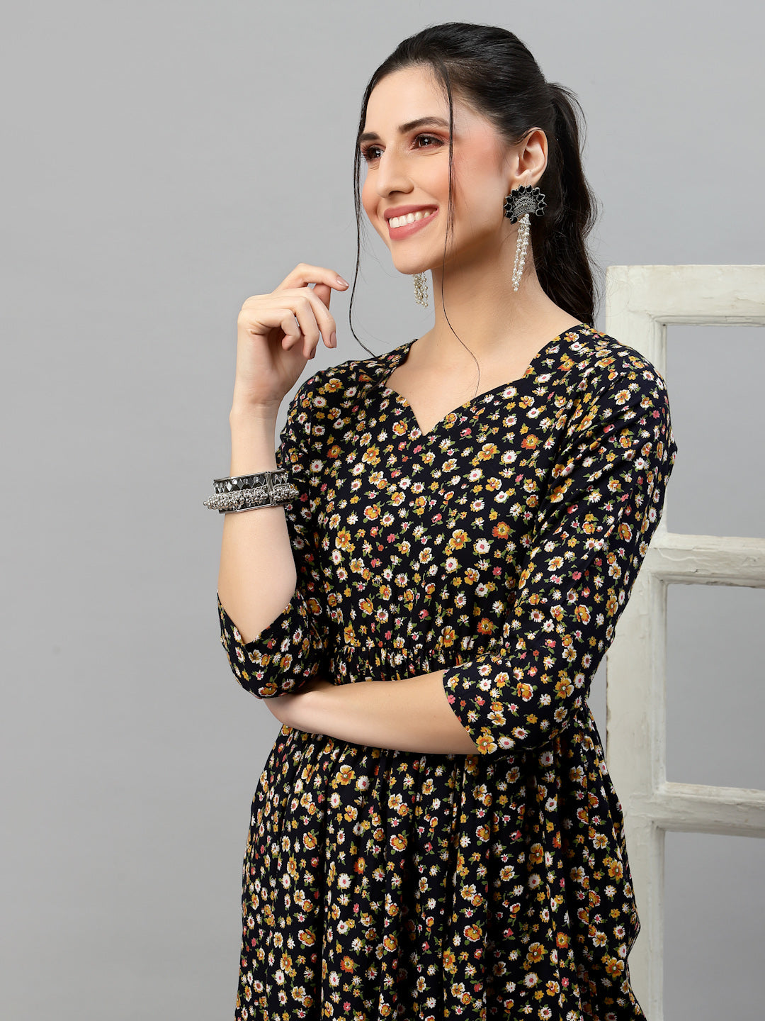 Women Floral Print Anarkali Kurta - Kashyap Global Lifestyles LLP