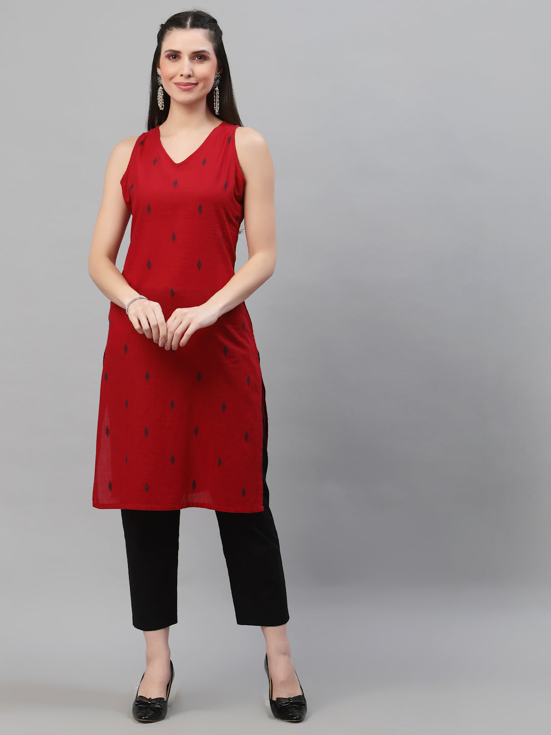 Women Dobby Woven Design Sleeveless Kurta - Kashyap Global Lifestyles LLP