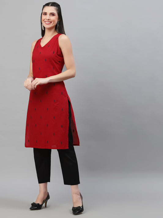 Women Dobby Woven Design Sleeveless Kurta - Kashyap Global Lifestyles LLP