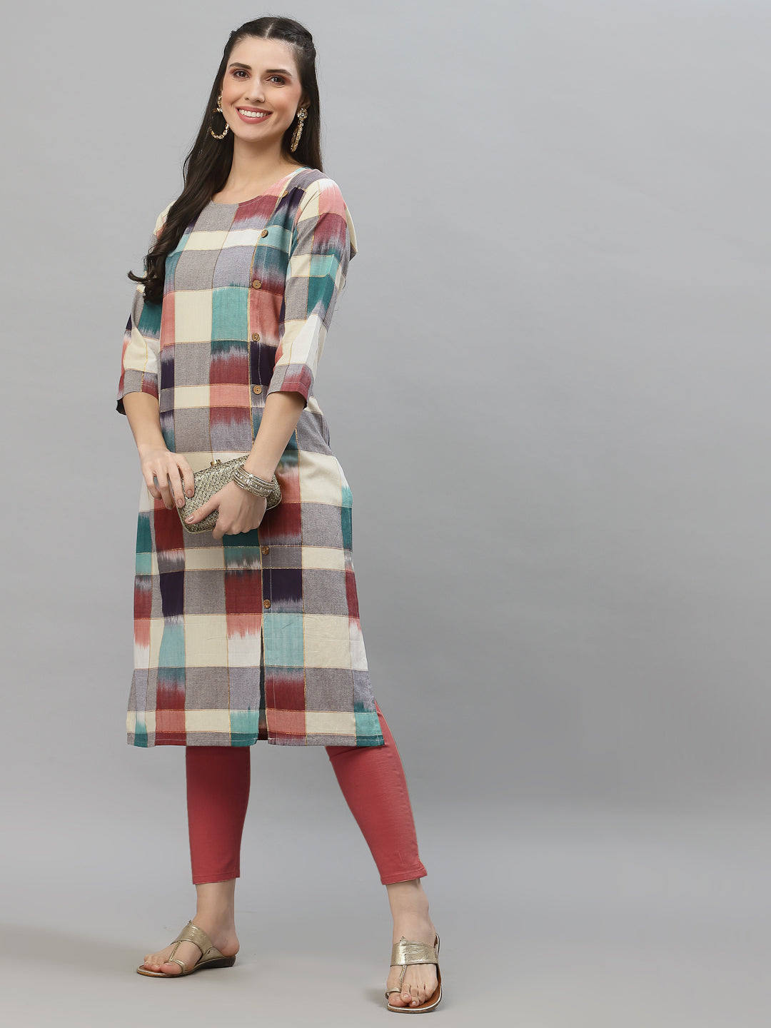 Women Ikat Woven Design Kurta - Kashyap Global Lifestyles LLP