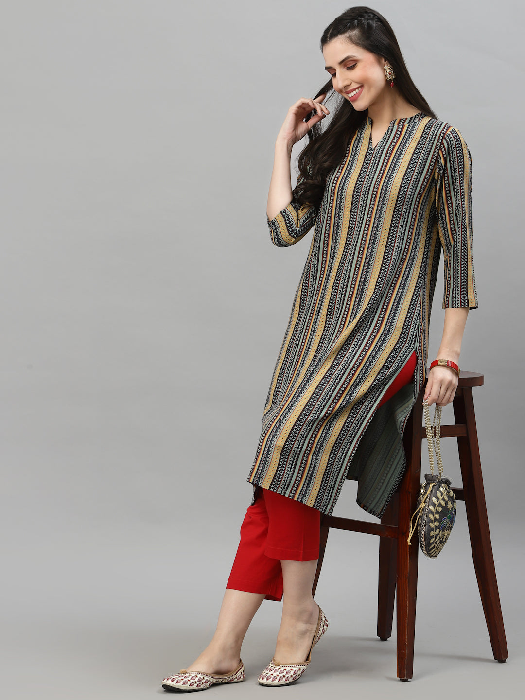 Women Multicolor Printed Viscose Kurta - Kashyap Global Lifestyles LLP