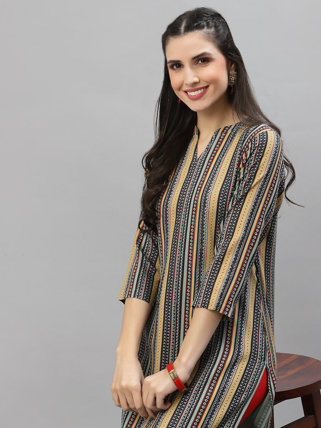 Women Multicolor Printed Viscose Kurta - Kashyap Global Lifestyles LLP