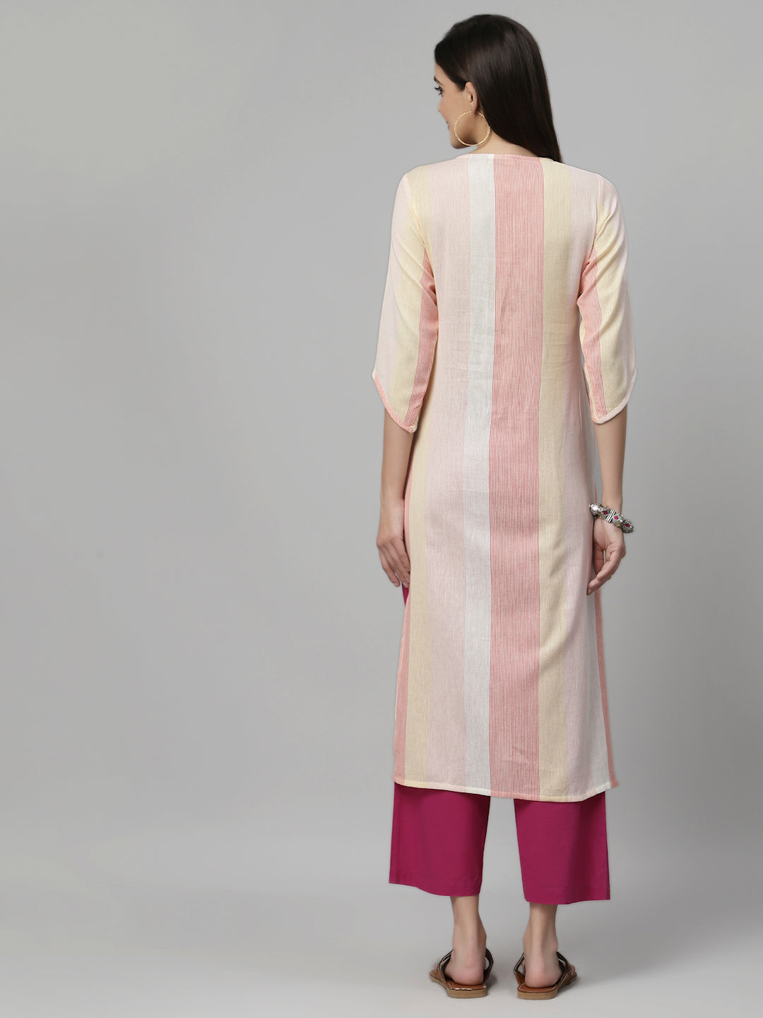 Women Multicolor Striped Cotton Kurta - Kashyap Global Lifestyles LLP