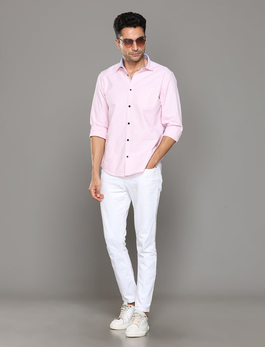 Men Baby Pink Oxford Casual Shirt - Kashyap Global Lifestyles LLP