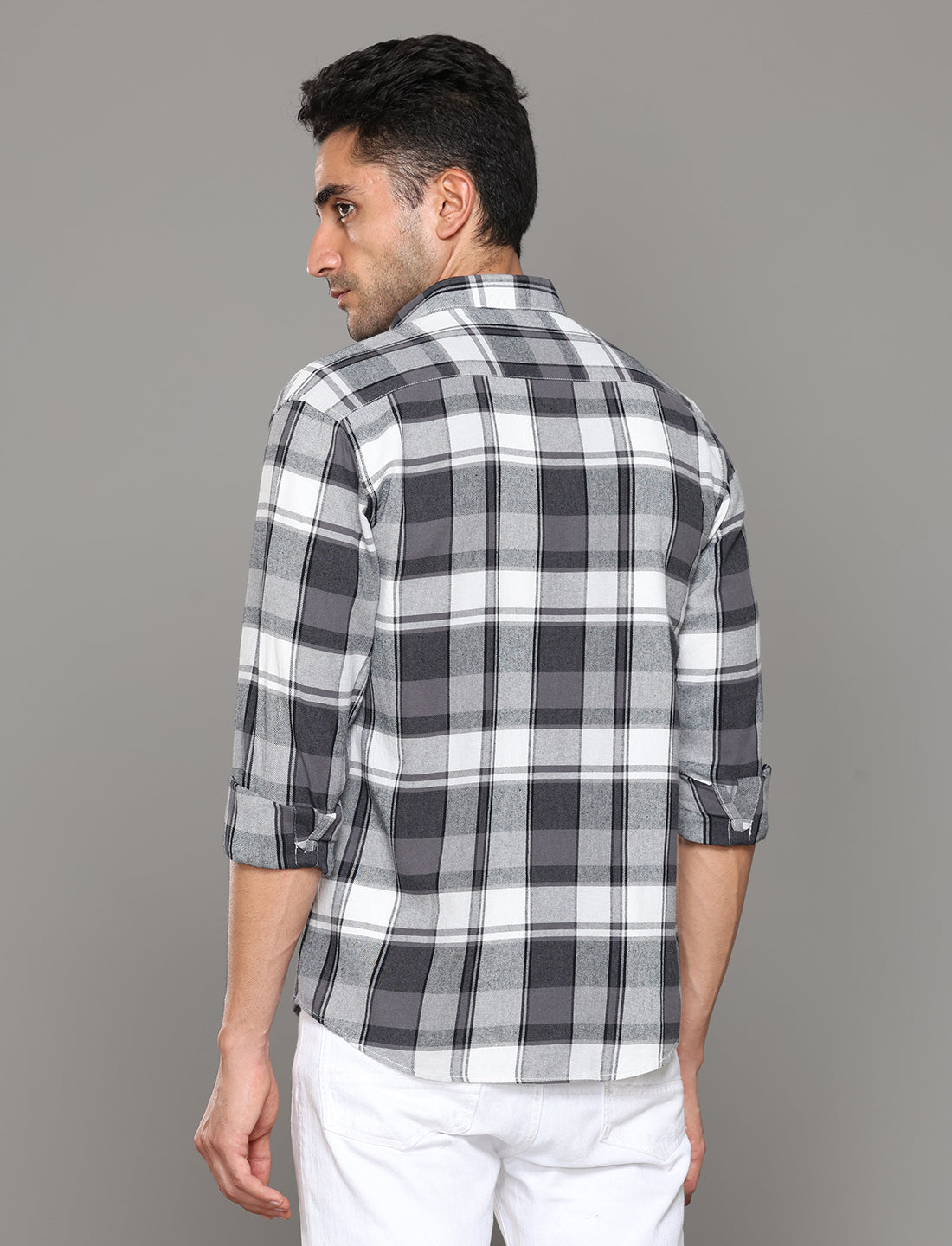 Men Black Checked Regular Fit Flannel Cotton Casual Shirt - Kashyap Global Lifestyles LLP
