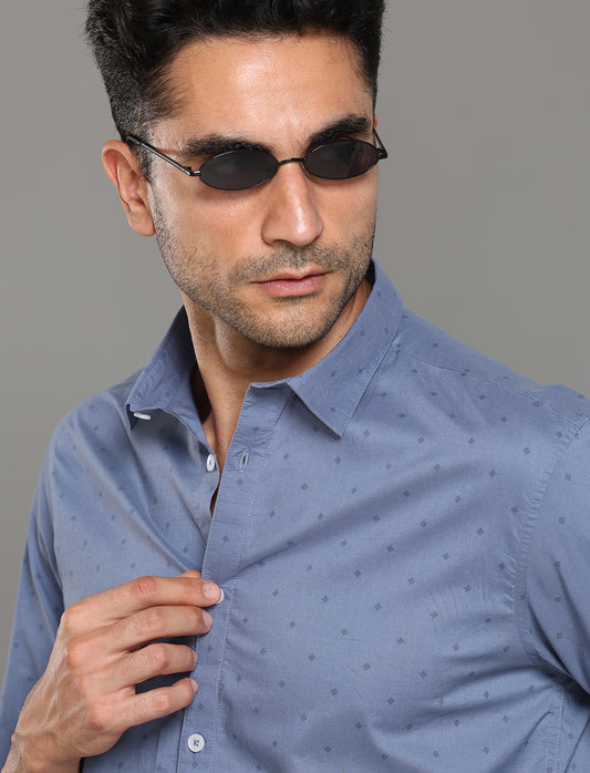 Men Blue Printed Regular Fit Casual Shirt - Kashyap Global Lifestyles LLP