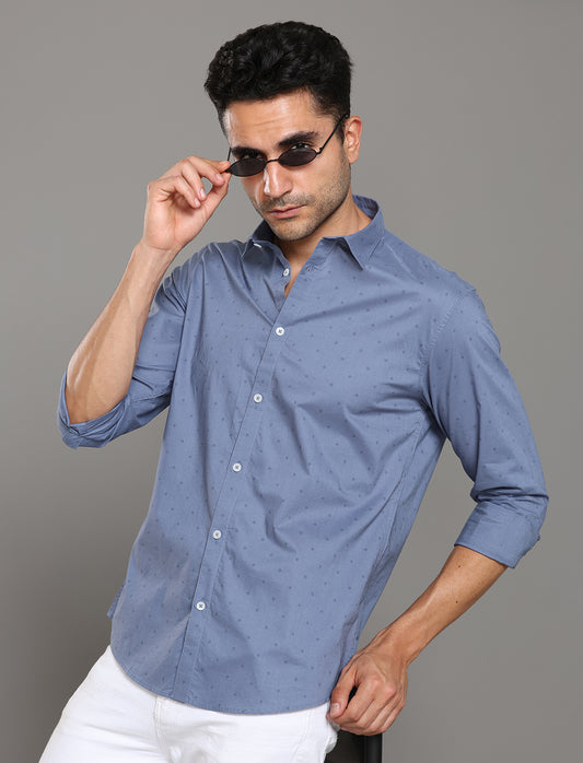 Men Blue Printed Regular Fit Casual Shirt - Kashyap Global Lifestyles LLP