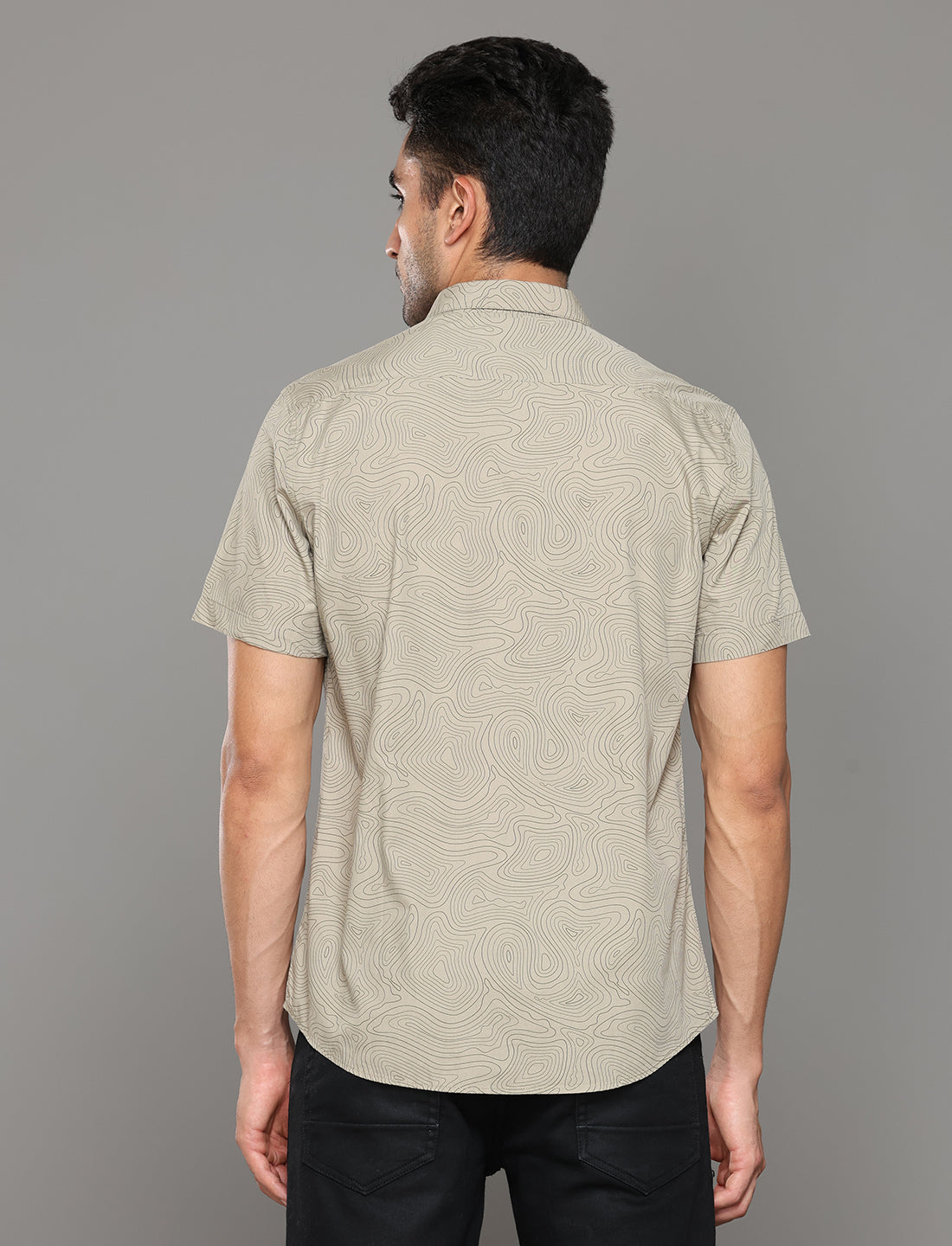 Men Olive Printed Short Sleeves Shirt - Kashyap Global Lifestyles LLP