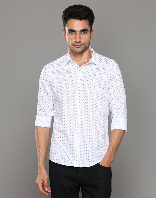 Men White Printed Regular Fit Casual Shirt - Kashyap Global Lifestyles LLP